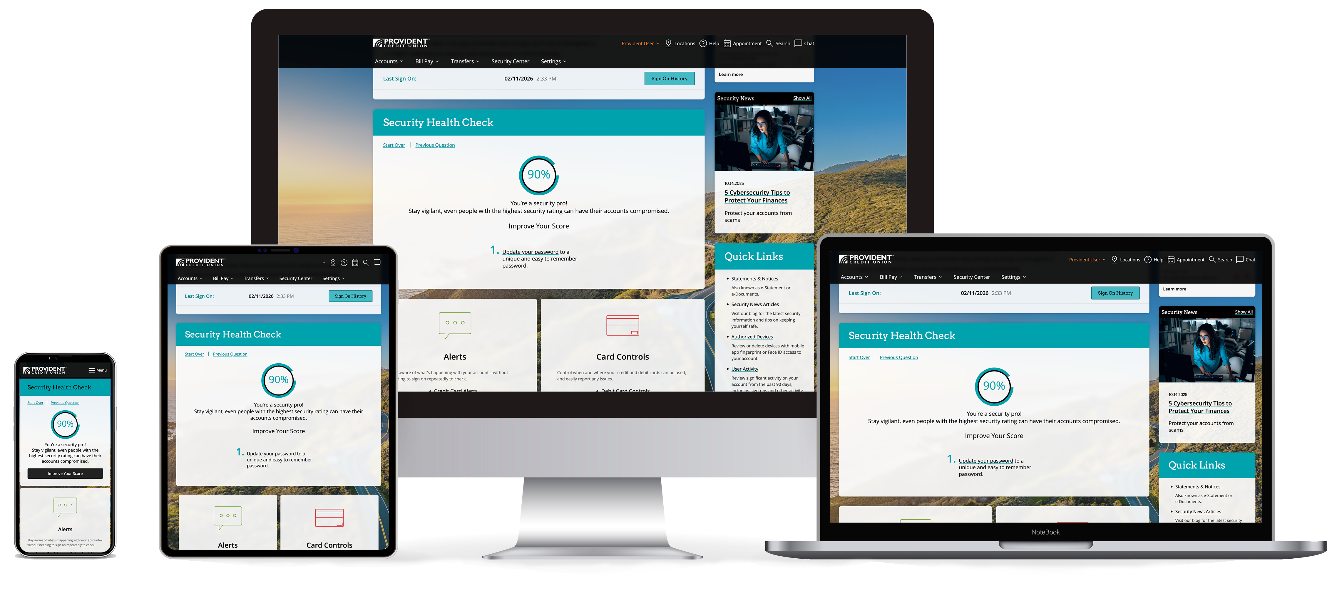 Responsive view of security center